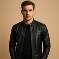 Adrian | Classic Black Waterproof Jacket for Men - Stylish Biker Design 0