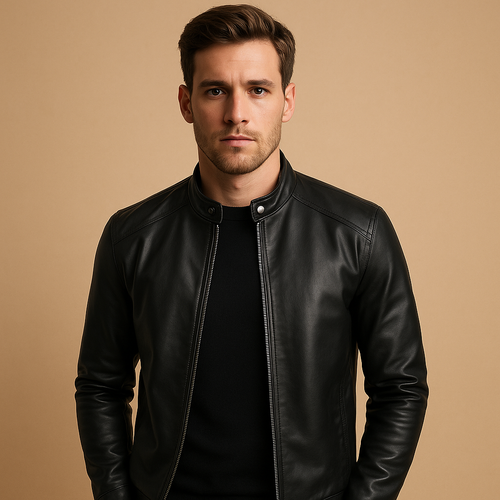 Adrian | Classic Black Waterproof Jacket for Men - Stylish Biker Design 0