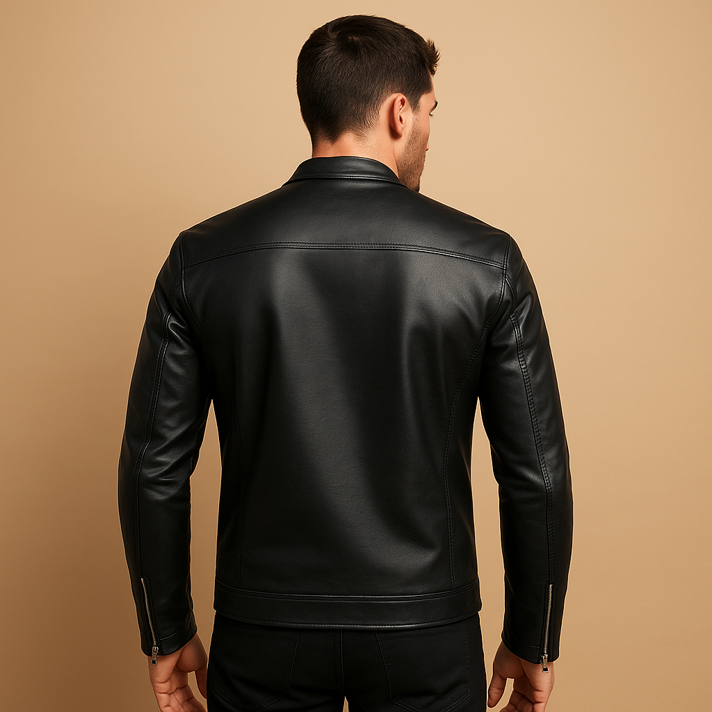 Adrian | Classic Black Waterproof Jacket for Men - Stylish Biker Design 1