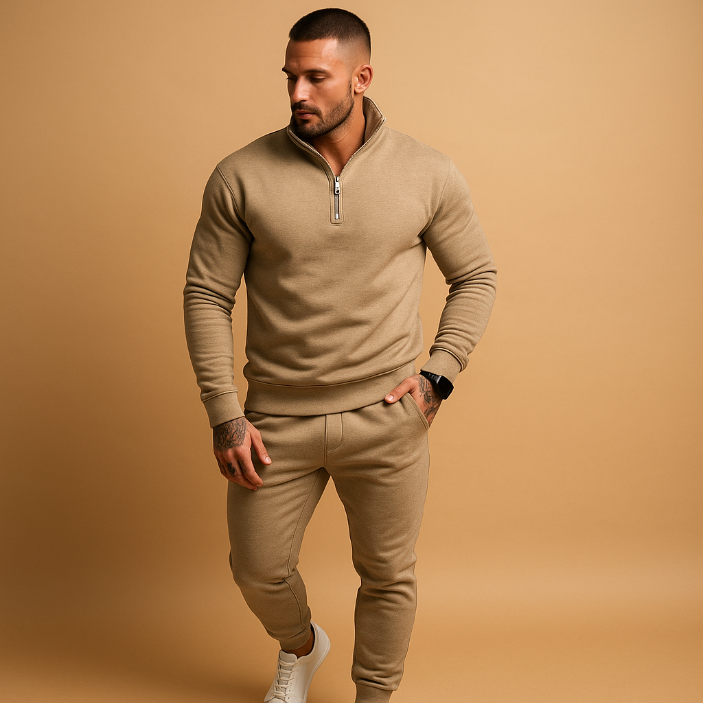 Damien | Men's Hoodie Set with Half-Zip Sweatshirt and Jogger Pants 0