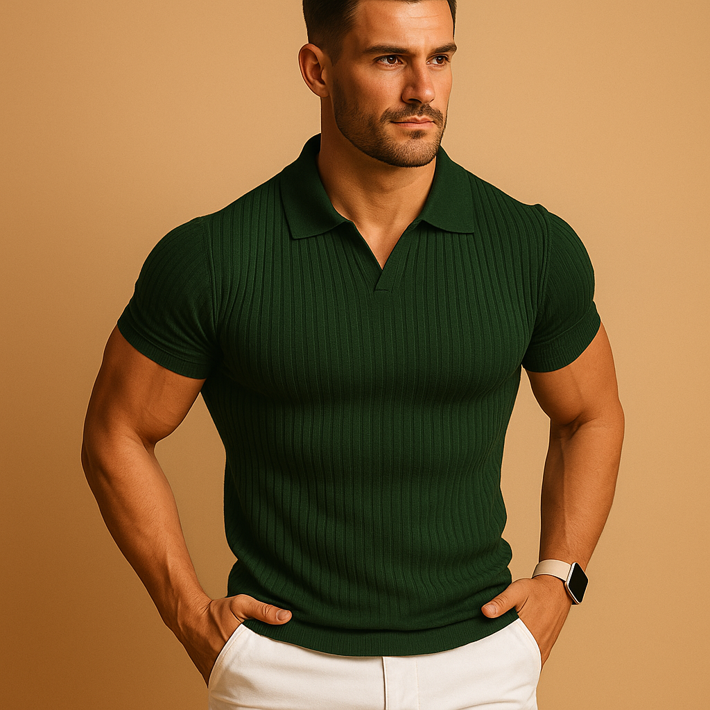Lucas | Men's Slim Fit Polo Shirt with V-Neck and Tailored Collar 2