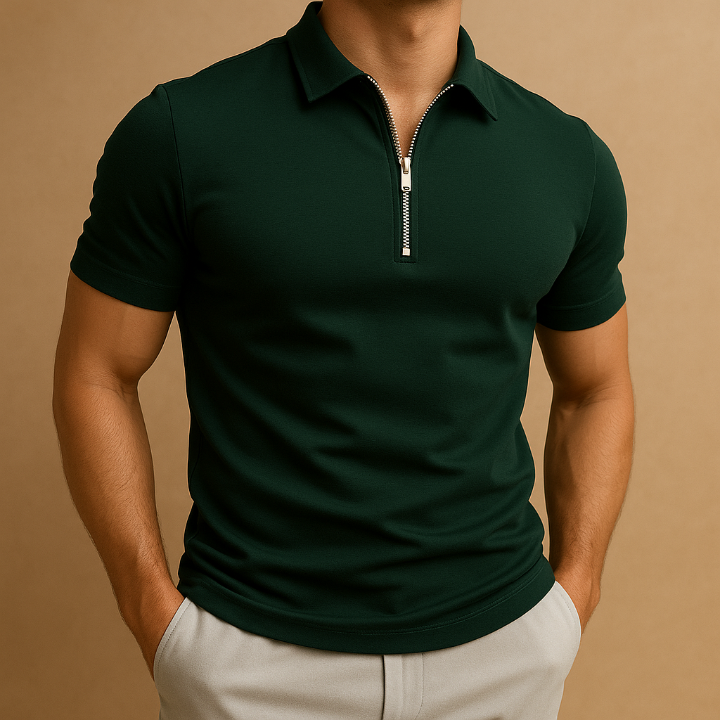 Mason Men's Slim Fit Zip Neck Polo Shirt | Breathable Golf Shirt for Modern Style 4