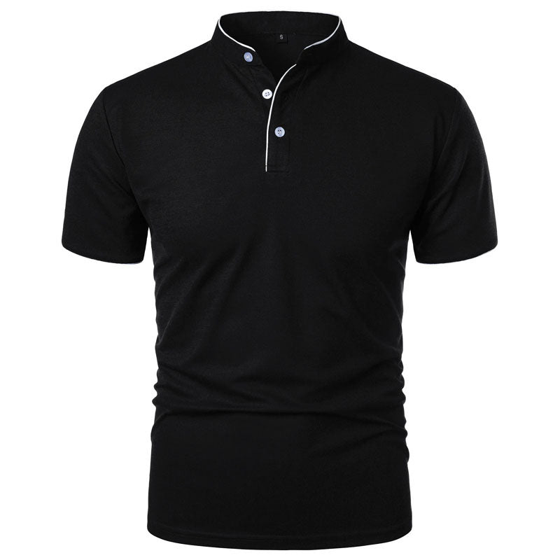 Roberto Russo Stand Collar T-Shirt with Contrast Trim