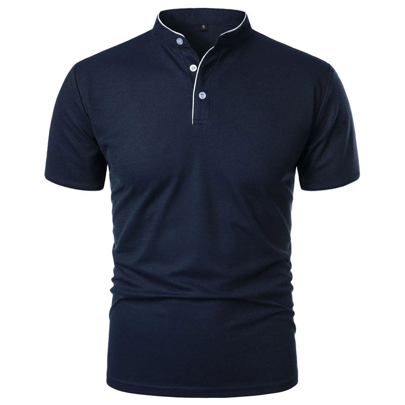 Roberto Russo Stand Collar T-Shirt with Contrast Trim