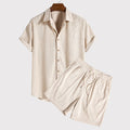 Ryan - Men’s Textured Button Shirt Shorts Set