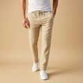 Ryan | Men's Khaki Casual Cotton Pants with Elastic Waistband 0